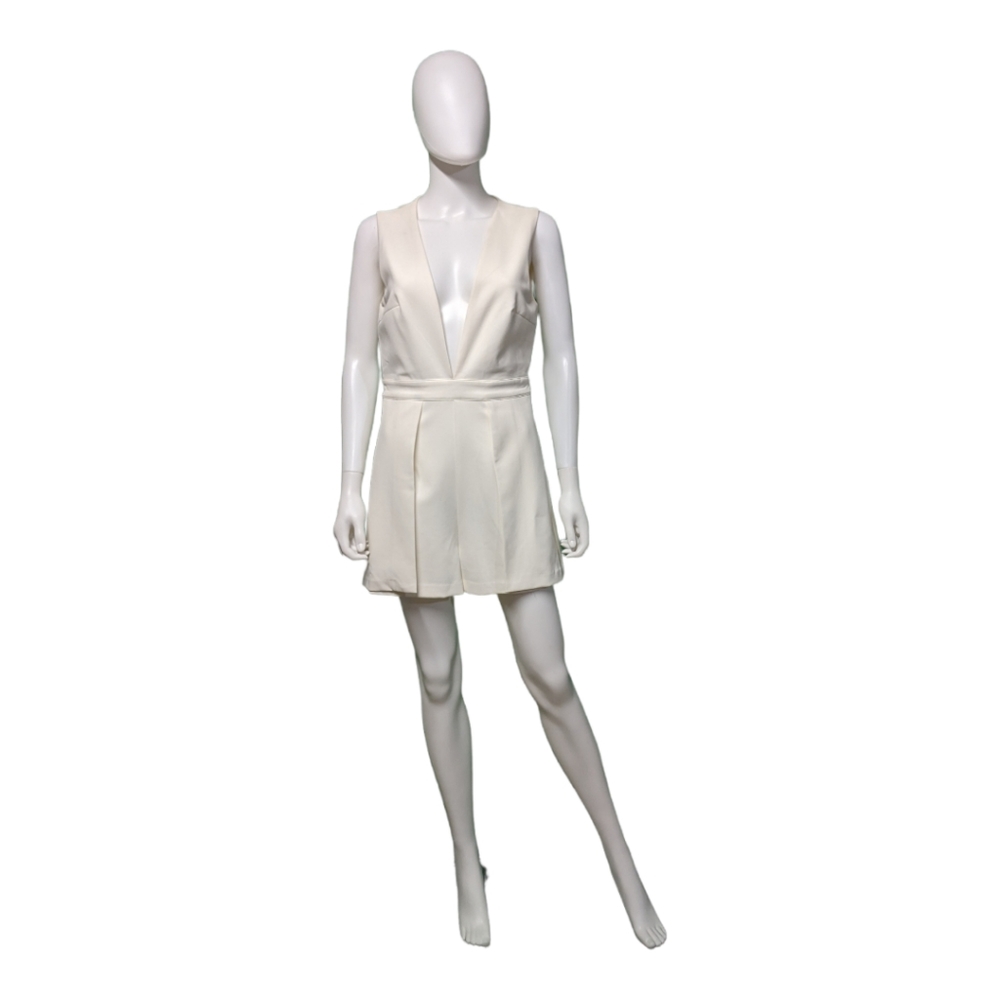 Lucy Paris Deep V-Neck Romper White L